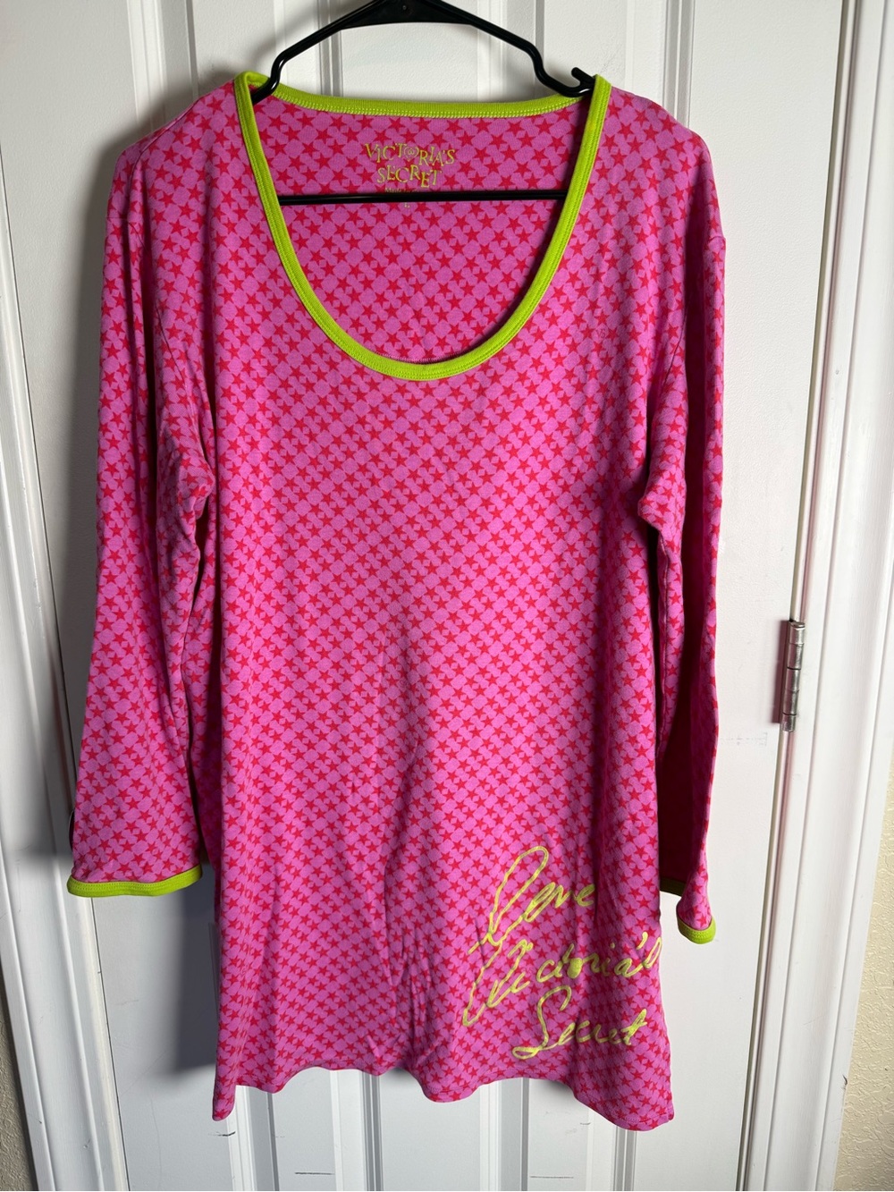 Victoria's Secret Pink Sleep Tunic with Neon Green Trim
